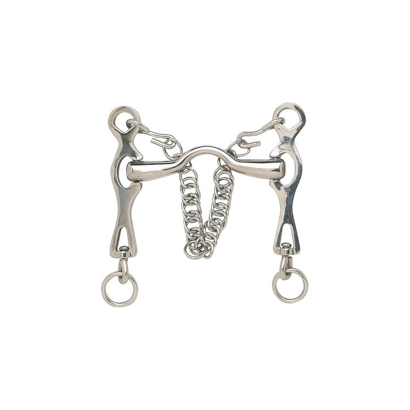 Freio de boca simples em metal cromado para equitação