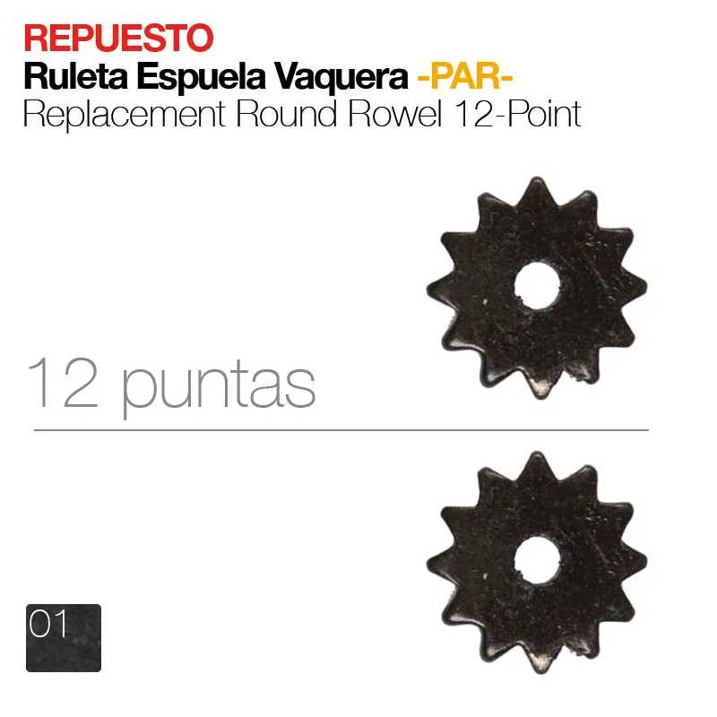 Duas rodas de 12 pontas pretas com buraco central em fundo branco com texto