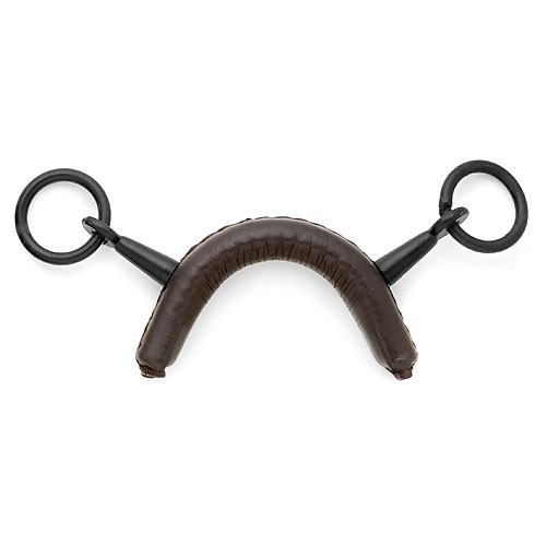 acessório curvo acolchoado castanho com argolas pretas