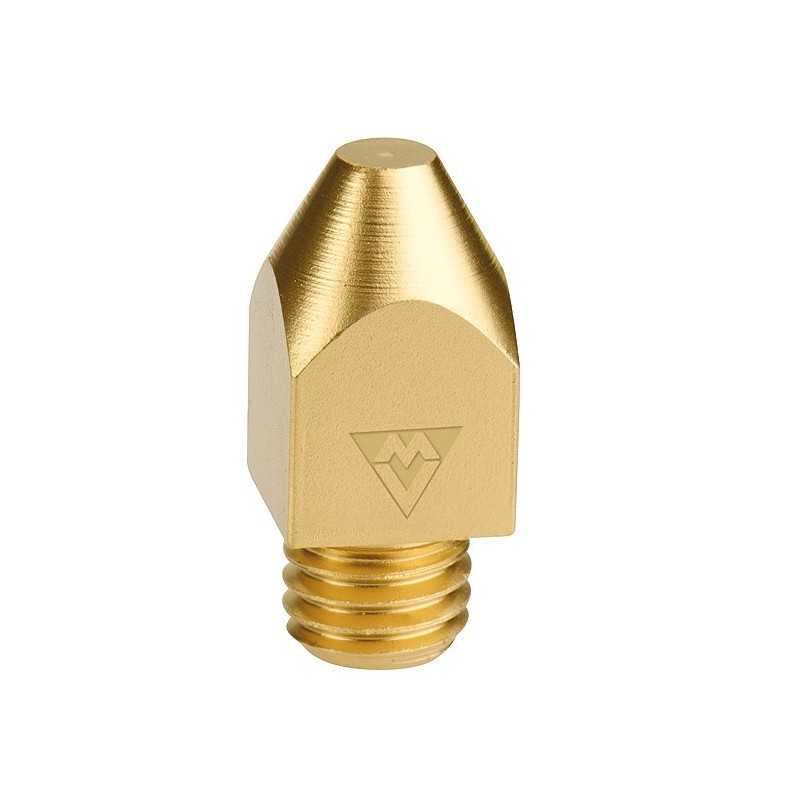 Bico extrusora impressora 3D em latão dourado com rosca e logótipo
