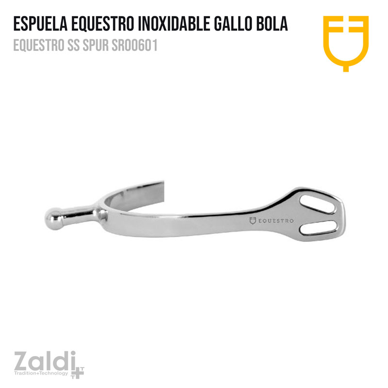 Espuela metálica inoxidável prateada para equitação com bola na ponta
