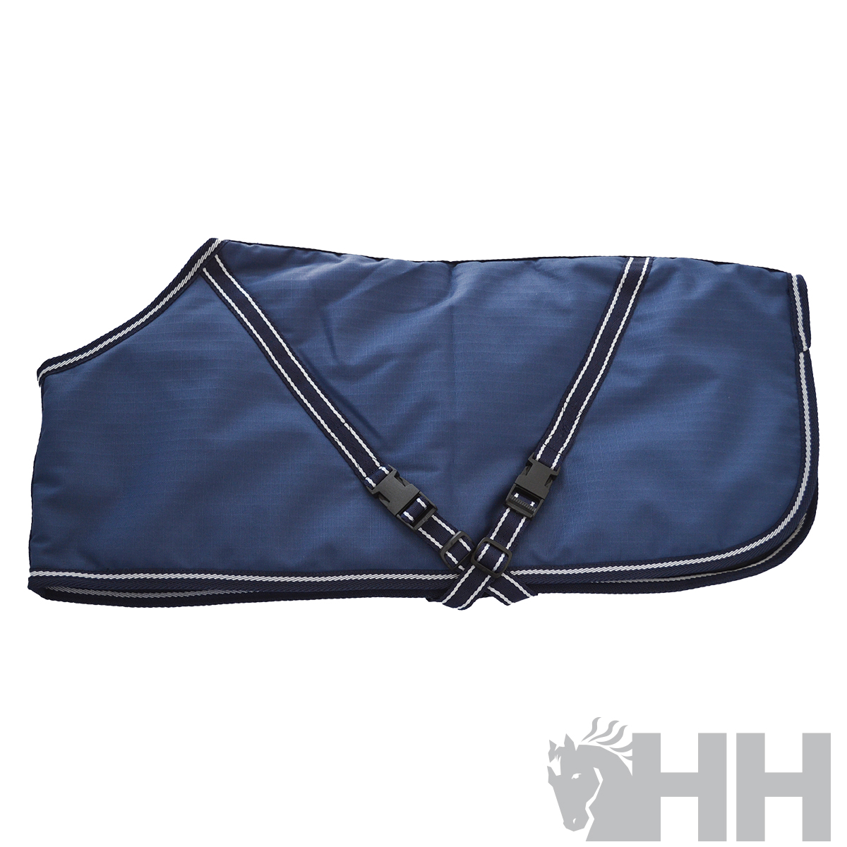 Manta para cavalo azul escuro com alças cruzadas e fivelas