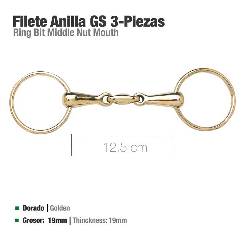 Filete anilha GS 3-piezas dourado 12,5 cm e 19 mm