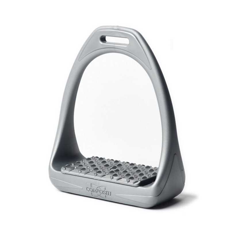 Estribo equestre plástico cinzento com superfície antiderrapante