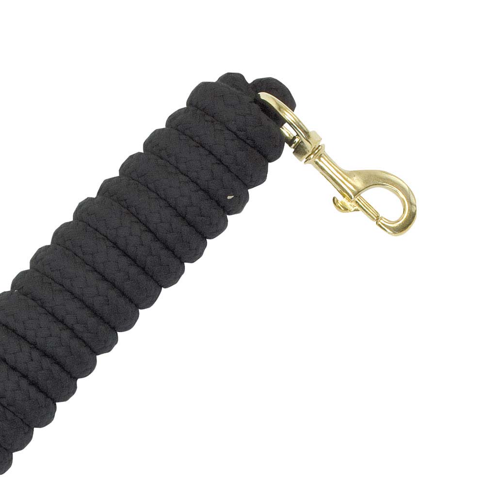 Corda preta trançada com pinça de metal dourado