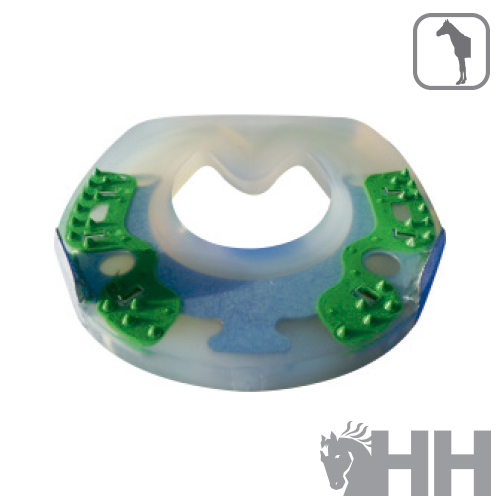 Anel de borracha colorido com placas verdes e logótipo HH