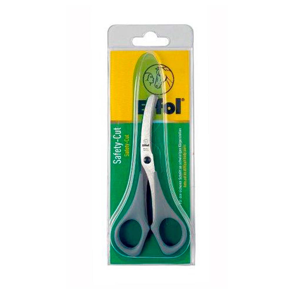 Tesoura Safety-Cut Effekt em blister com cartão amarelo e verde