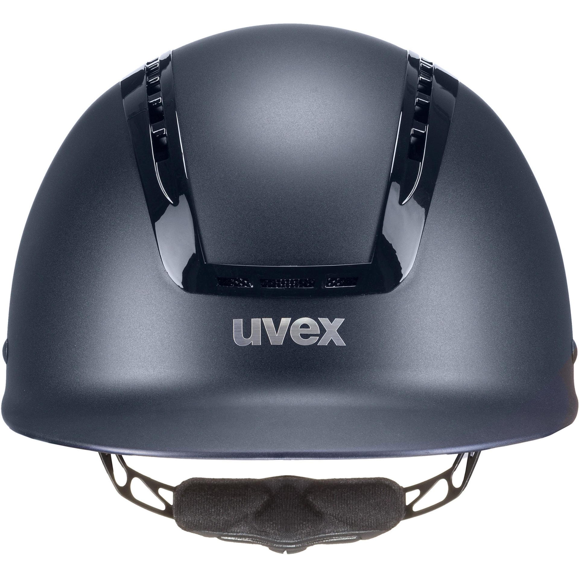 Capacete UVEX cinzento-escuro e preto com acolchoamento e armação metálica