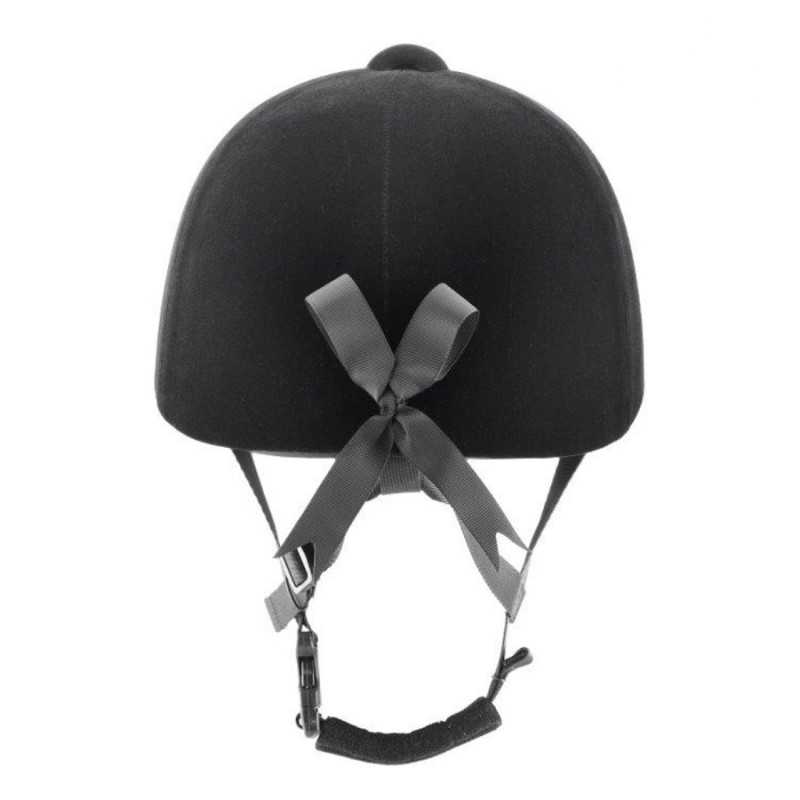Capacete de equitação preto com fita na parte de trás