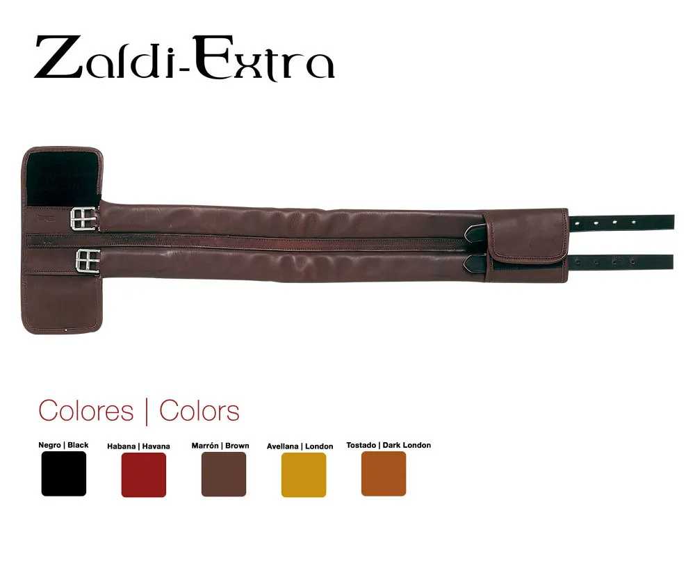 Correia de pele castanha para arqueria com fivelas prateadas Zaldi Extra