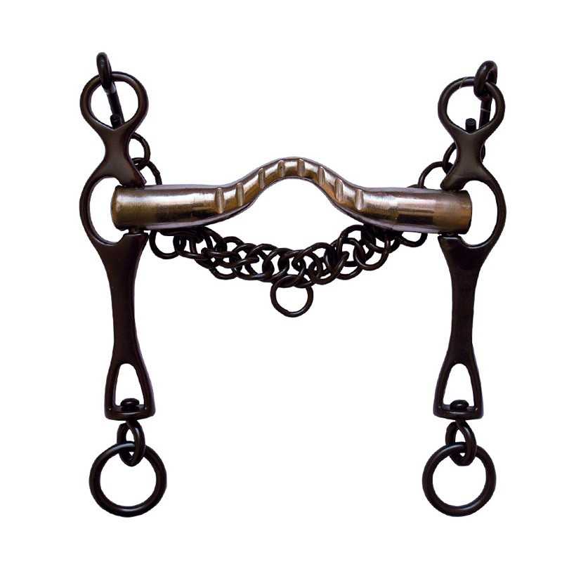 Freio metálico para cavalo com hastes e corrente