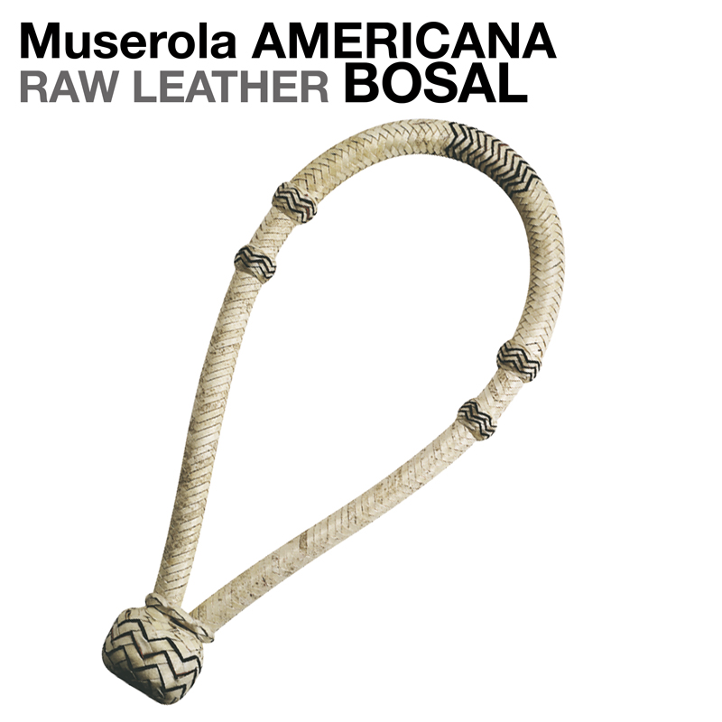 Muserola americana em pele crua com dupla cor e padrão zig-zag.