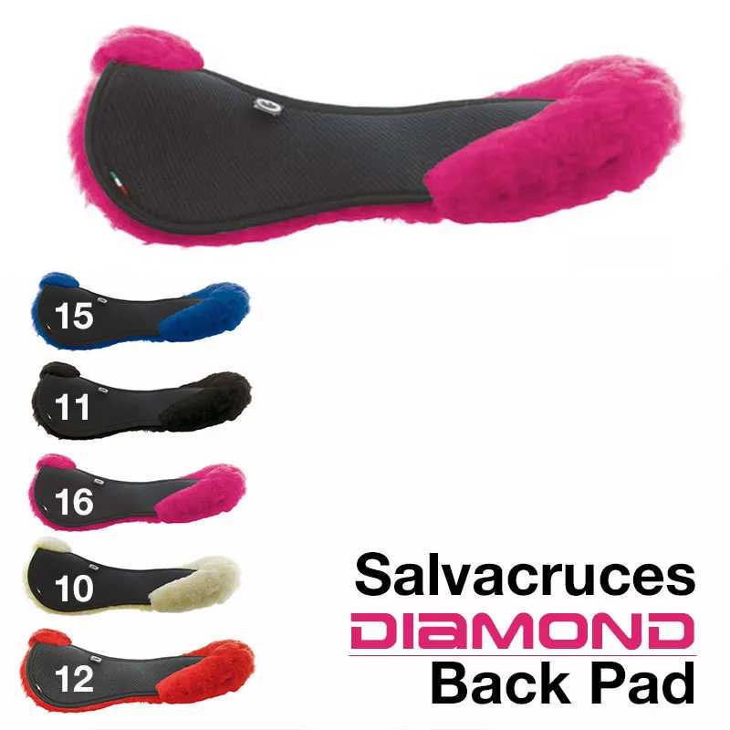 Almofadas para selim de cavalo Salvacruces Diamond Back Pad coloridas com tamanhos indicados e bordas felpudas