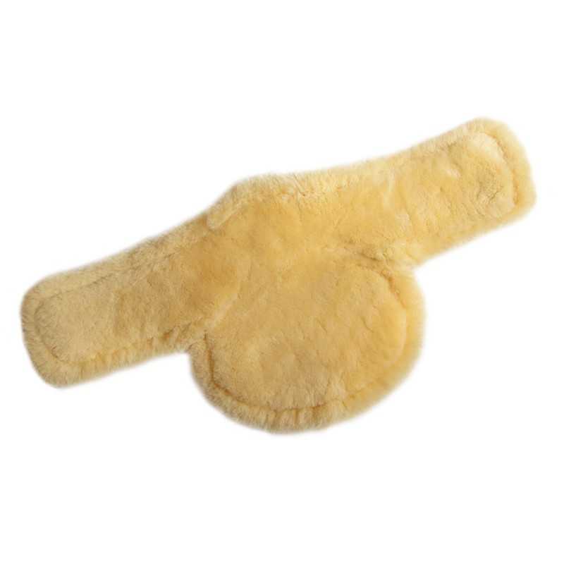 Cinta de lã amarela clara com textura felpuda e formato anatómico