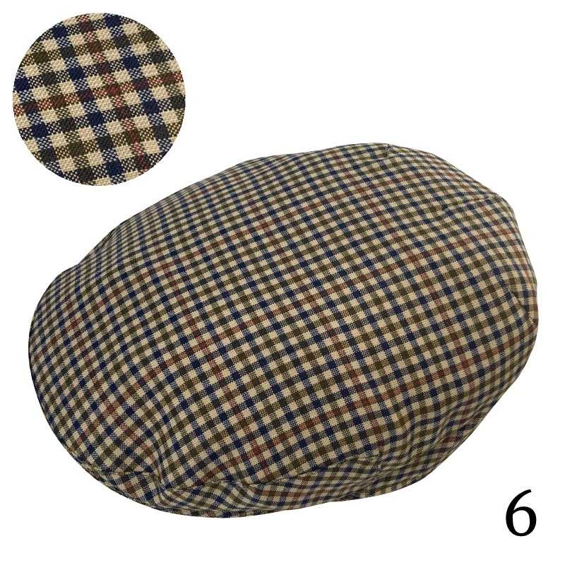 Boina xadrez castanho azul branco bege número 6