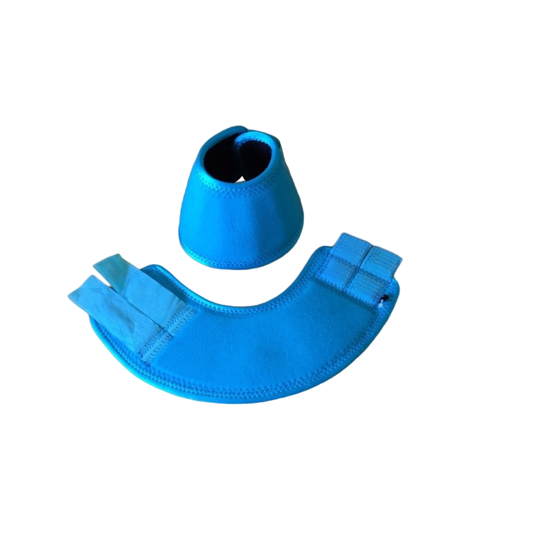 Conjunto de proteção azul para mãos e pernas de cavalo com velcro