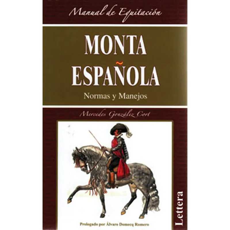 Capa de livro Manual de Equitação MONTA ESPAÑOLA com cavaleiro e cavalo ilustrados