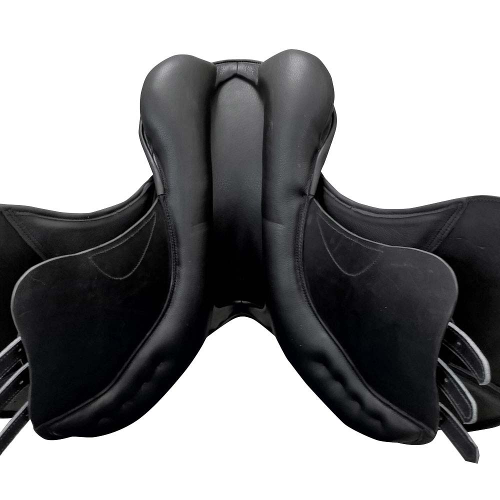 Sela de equitação preta acolchoada de couro e tecido