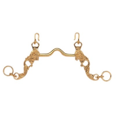 Freio de cavalo dourado com detalhes ornamentais