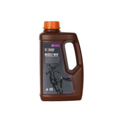 Frasco de suplemento líquido FORAN MUSCLE MAX para cavalos