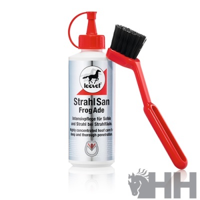 Produtor para cascos de cavalo com escova em fundo branco