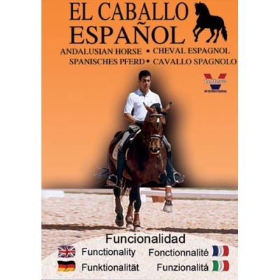 Capa do livro EL CABALLO ESPAÑOL com homem a montar um cavalo castanho