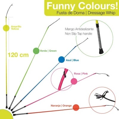 Chicotes de doma coloridos com alça antiderrapante de várias cores e 120 cm