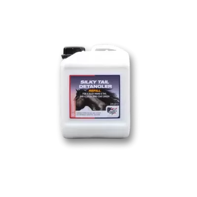 Garrafão branco de plástico com rótulo de produto para desembaraçar cauda