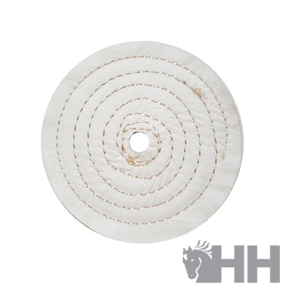 Disco de pano branco com costura em espiral e buraco central