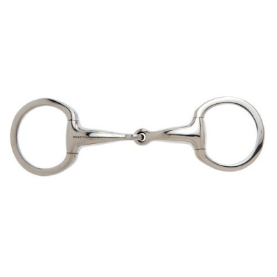 Ferradura metálica prateada para cavalo com bridão articulado