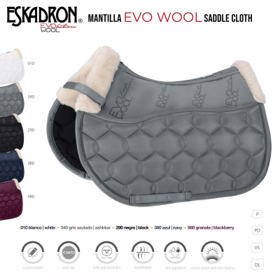 Manta de sela cinza acolchoada com forro de lã clara ESKADRON EVO WOOL