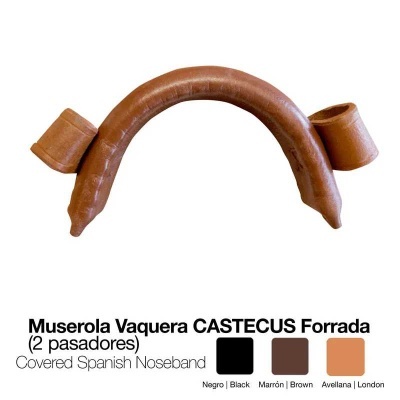 Muserola vaqueira CASTECUS forrada com dois pasadores em várias cores