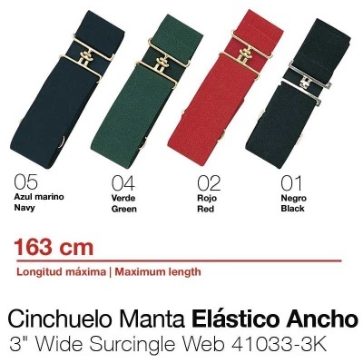 Cinchuelo manta elástico ancho em azul marinho, verde, vermelho e negro com fivelas metálicas