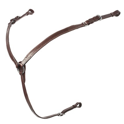 Acessório em couro castanho com fivelas metálicas