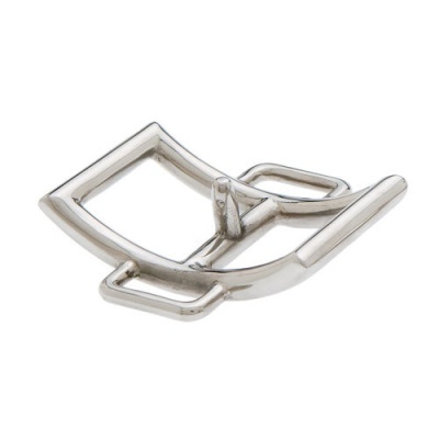 Fivela metálica prateada retangular com gancho e encaixes