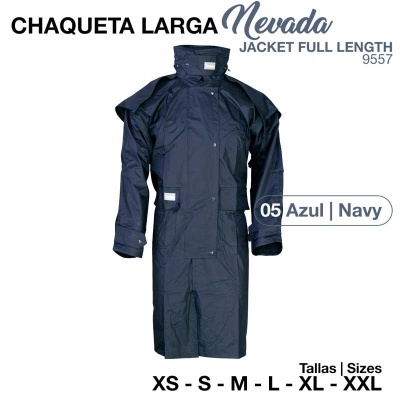 Casaco comprido largo azul navy com capuz, botões e bolsos