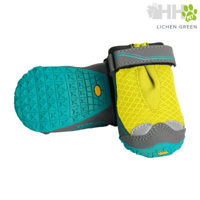 Sapatos para cão em amarelo e verde com sola azul antiderrapante