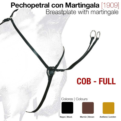 Peitoral com martingala de pele para cavalo em cores variadas