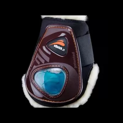 Proteção para cavalos em pele preta e castanha com visor azul