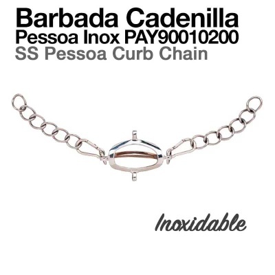 Barbada cadenilla Pessoa inox com cadeia tipo cadeado e peça central oval