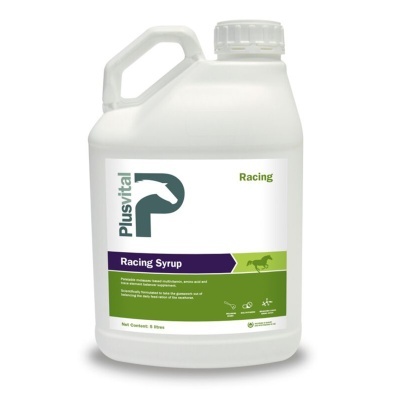 Recipiente branco de plástico com alça de 5 litros Plusvital Racing Syrup