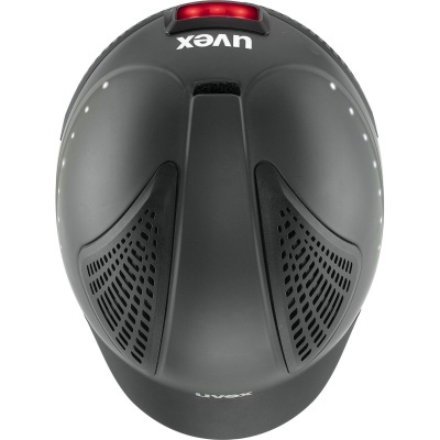 Capacete preto UVEX com ventilação e luz vermelha