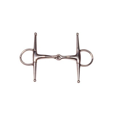 Freio de cavalo metálico cor cobre com barra e argolas