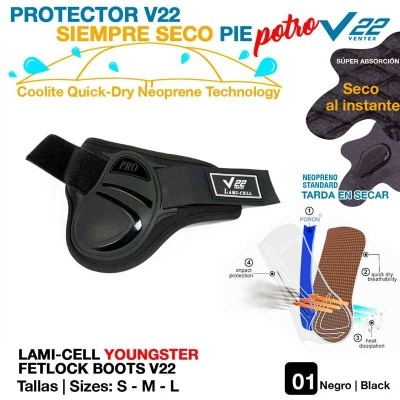 Protetores para cascos de cavalo Lami-Cell Youngster Fetlock Boots V22 preto com tecnologia Quick-Dry Neoprene