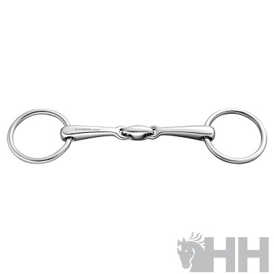 Freio em aço inoxidável prateado com anéis circulares e peça central articulada