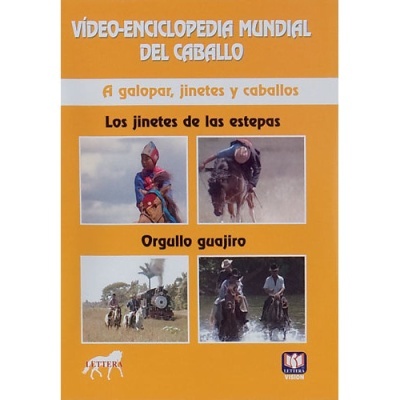 Capa de videocassete laranja com texto em espanhol e fotos de cavaleiros e cavalos.