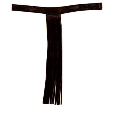 Cinto preto sintético com tiras penduradas em formato T