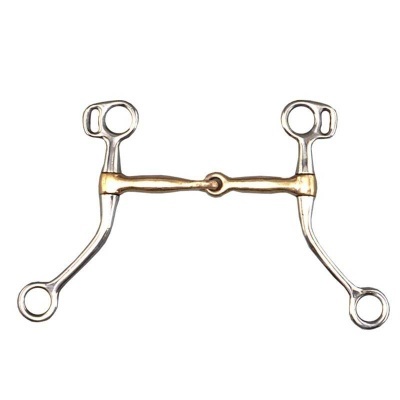 Freio clássico de cavalo em metal bicolor com pormenores dourados