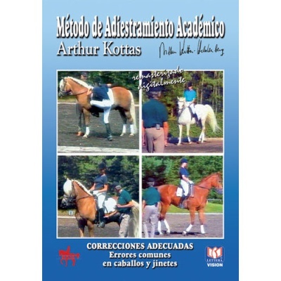 Capa azul de livro sobre treino de cavalos com fotos de cavaleiros e cavalos em diferentes posições.