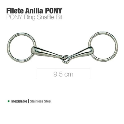Filete anilha PONY em aço inoxidável com 9,5 cm